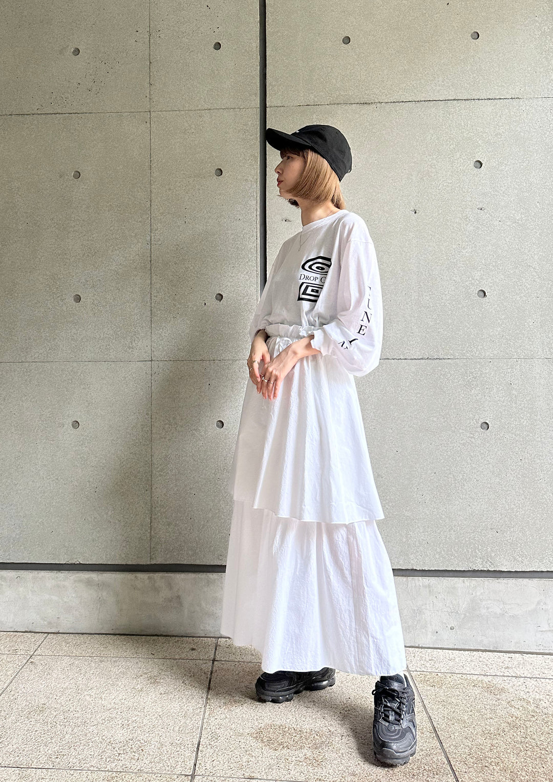 トップス OSHIMA REI OSHIMA REI（オオシマレイ）| DROP OUT LONG T-SHIRT | MACHU