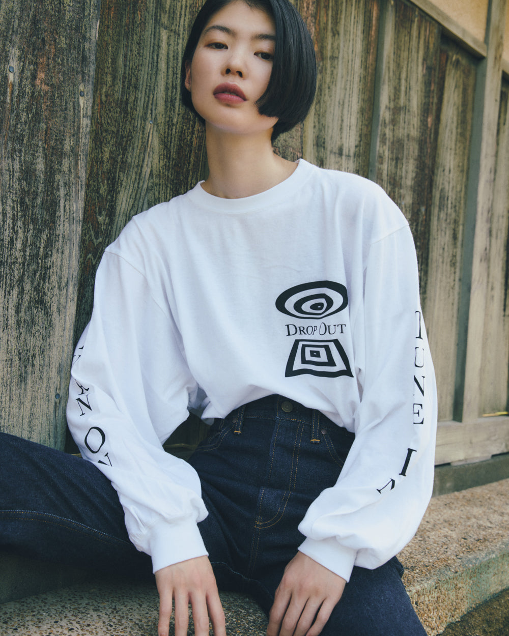 OSHIMA REI（オオシマレイ）| DROP OUT LONG T-SHIRT | MACHU