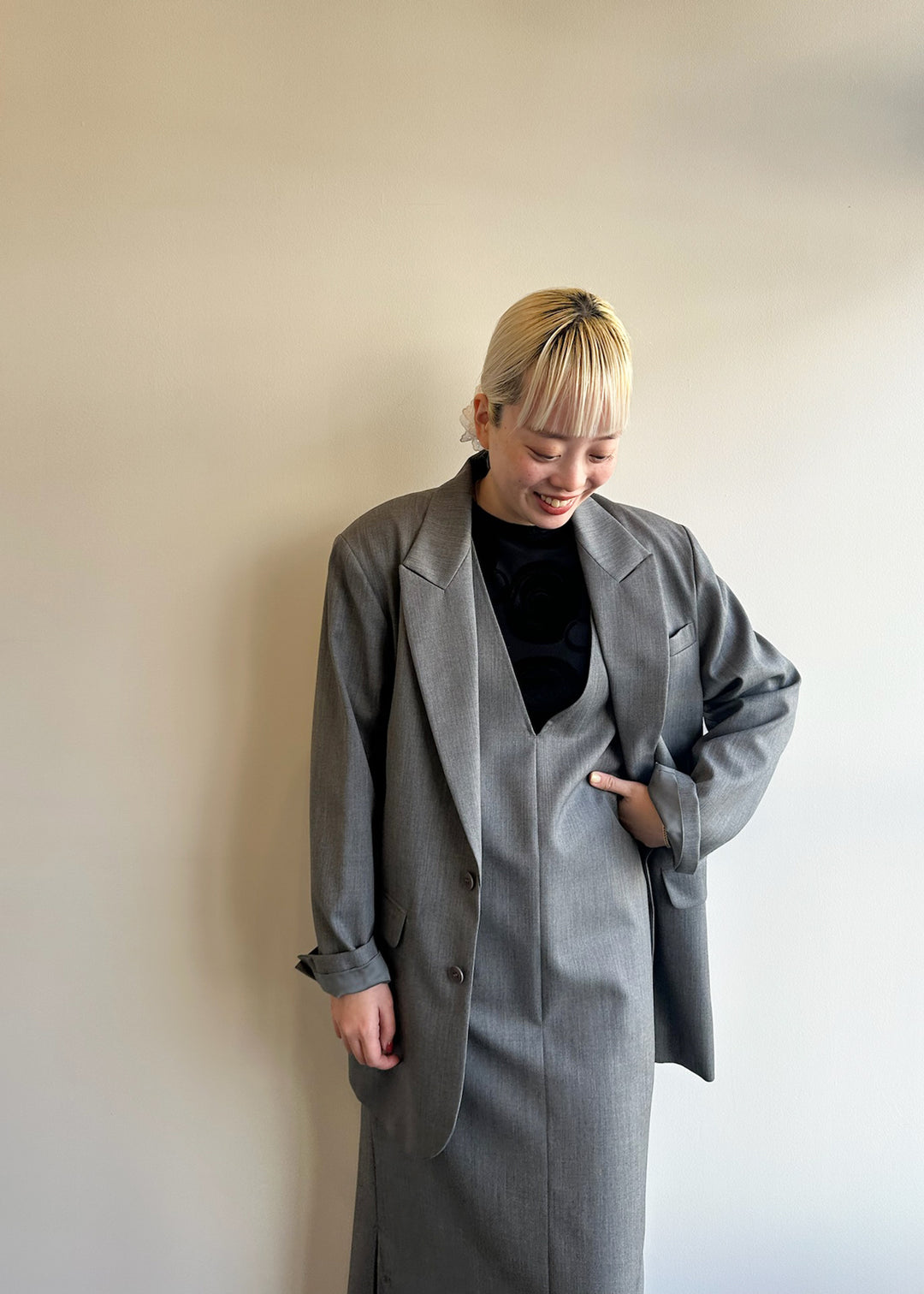【美品】　RETØUCHI Easy Tailored Jacket L 上下 Single-Breasted Tailored Jacket with Back-Slit Collar