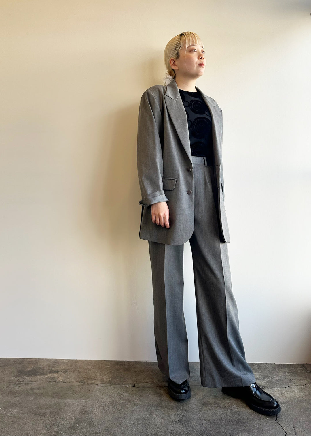 【美品】　RETØUCHI Easy Tailored Jacket L 上下 Single-Breasted Tailored Jacket with Back-Slit Collar